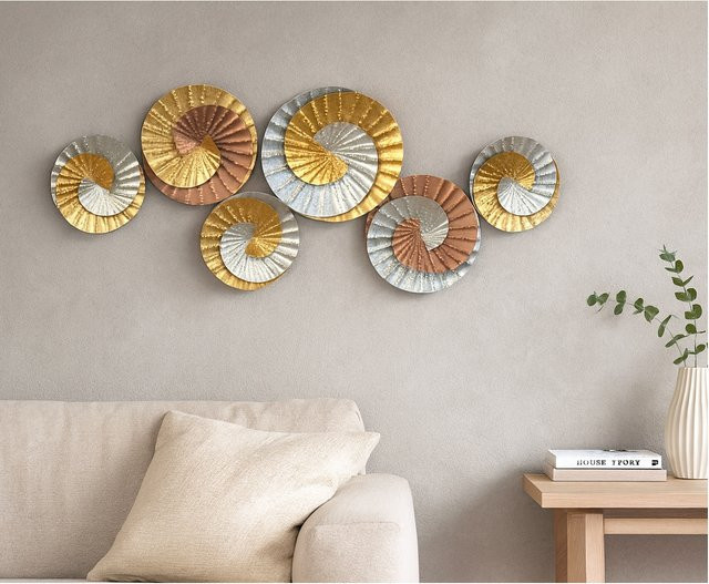 Wanddekoration Anja von Möbel Direkt Online in Silber, Gold und Braun aus Metall, rund und modern - Bild 1
