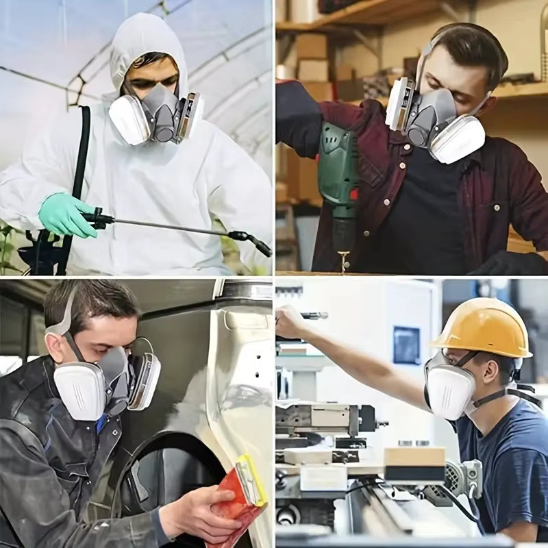 Atemschutzmaske 15in1/16in1 Halbmaske zum Schutz vor Staub und Gas für Malen und Sprühen mit chemischen Gasfiltern für organische Dämpfe - Bild 3