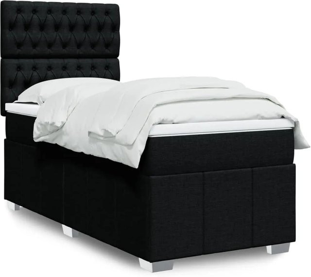 vidaXL Boxspringbett mit Matratze in Schwarz, Hybrid-Bett mit USB-Ladeport und Unterbettbeleuchtung, B/T/H: 80 x 200 x 140,5 cm - Bild 1