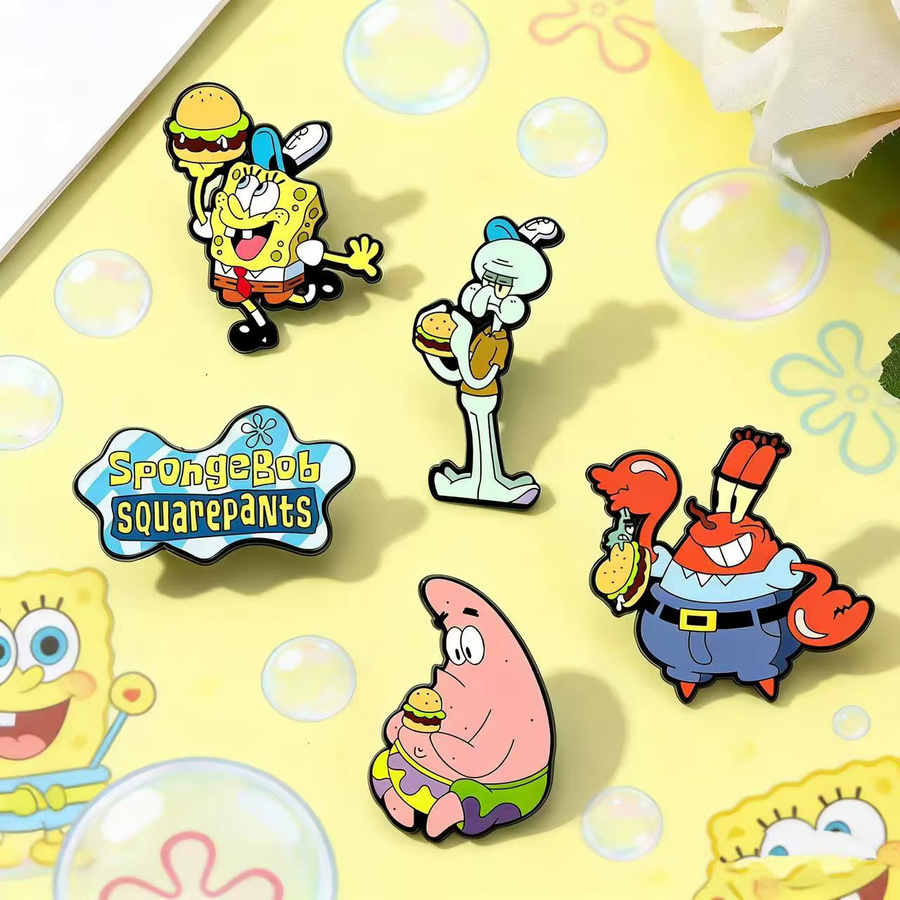 Potdemiel Schmuckset, 5 Stück SpongeBob Emaille-Broschen, Metall, Bunt - Bild 2
