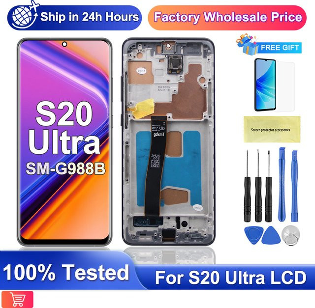 Samsung Galaxy S20 Ultra 5G Ersatz LCD Display Touch Screen mit Rahmen in Schwarz für SM-G988B/DS G988U - Bild 1