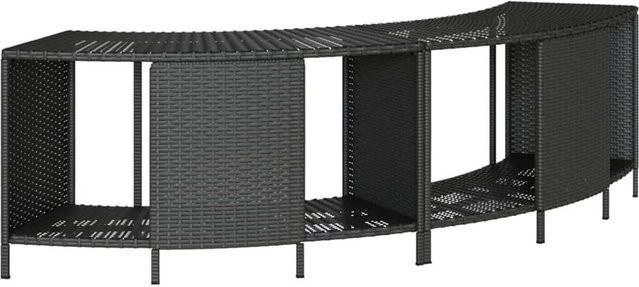 vidaXL 2er Set Outdoor-Regale für Whirlpool aus Poly Rattan und pulverbeschichtetem Stahl, Schwarz, B/T/H: 45 x 45 x 55 cm - Bild 1