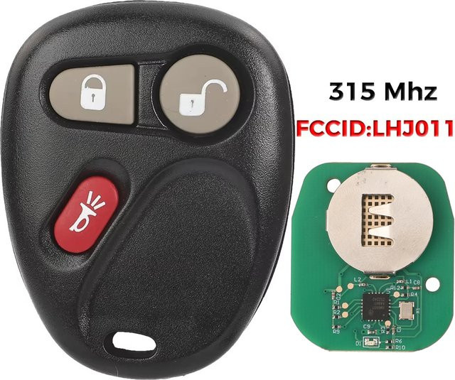 Jingyuqin Fernbedienung Autoschlüssel 315MHz in Schwarz für GM Hummer H2 Chevrolet Avalanche Cadillac Escalade mit 3 Tasten und Schlüsselanhänger - Bild 1