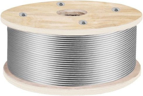 VEVOR Drahtseil aus Edelstahl 1x19 Konstruktion, Silber, Durchmesser: 4,8 mm, Länge: 152 m - Bild 1