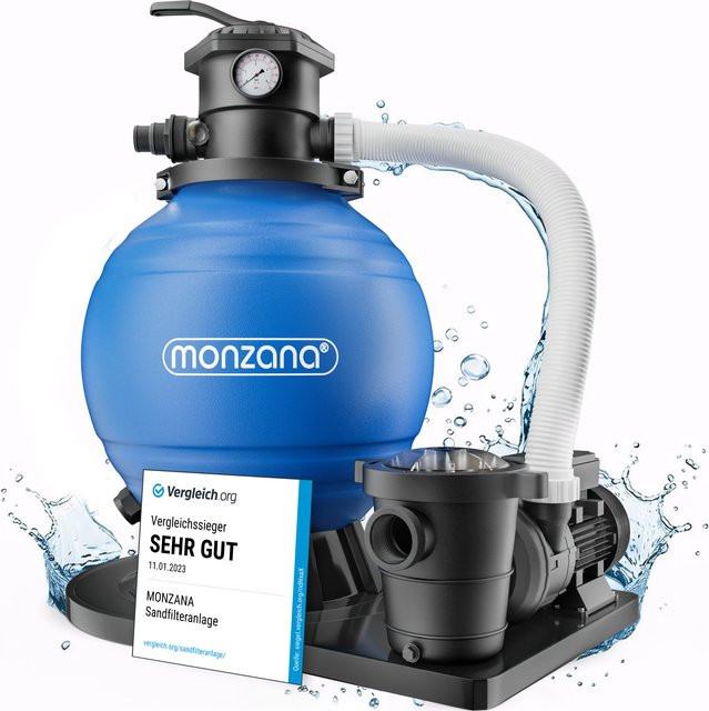 Sandfilteranlage Monzana für Pool mit Vorfilter und 6-Wege-Ventil, 15900 l/h, Schwarz-Blau - Bild 1