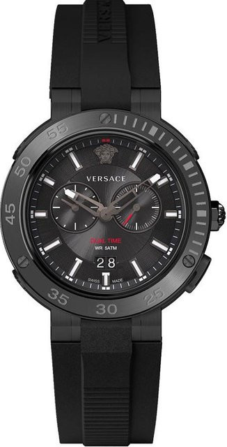 Versace Herrenuhr, Quarz, Edelstahl, 46 mm, Silikon, Grau, Schwarz - Bild 1