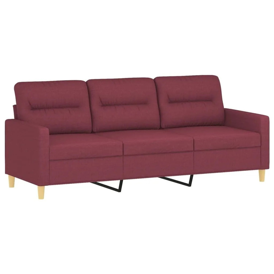 vidaXL 3-Sitzer-Sofa modern in Weinrot mit Stoffbezug und Metallrahmen - Bild 2