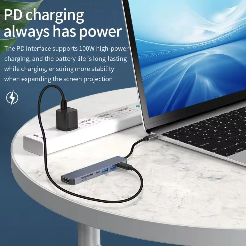 Generic 7-in-1 USB-C Hub aus Aluminium mit HDMI 4K, USB 3.0, PD 100W und Kartenleser Dockingstation - Bild 4
