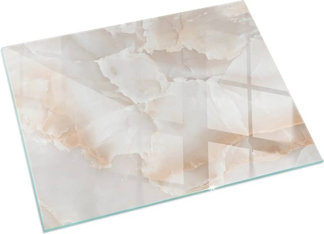 Tulup Kamin-Glasplatte mit Natursteinmuster in Beige, B/B/H: 120 x 80 cm - Bild 1