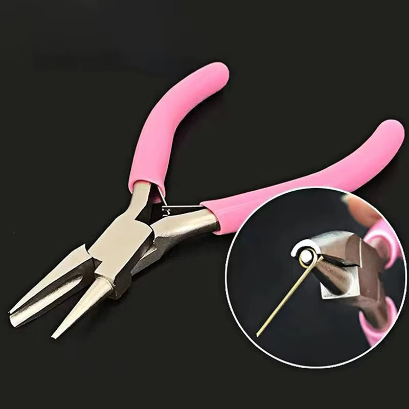 Professionelle runde konkave Zange in Pink für Schmuckherstellung und DIY-Perückenbau, 5 Zoll Mini-Präzisionsdrahtschlingenwerkzeug - Bild 2