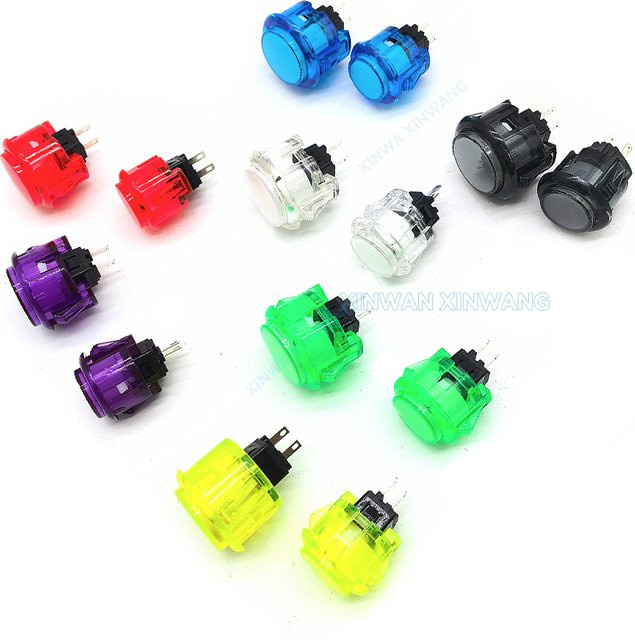 10 Stück Sanwa Druckknöpfe transparent für Arcade Controller und Hitbox, Durchmesser: 24 mm und 30 mm - Bild 1