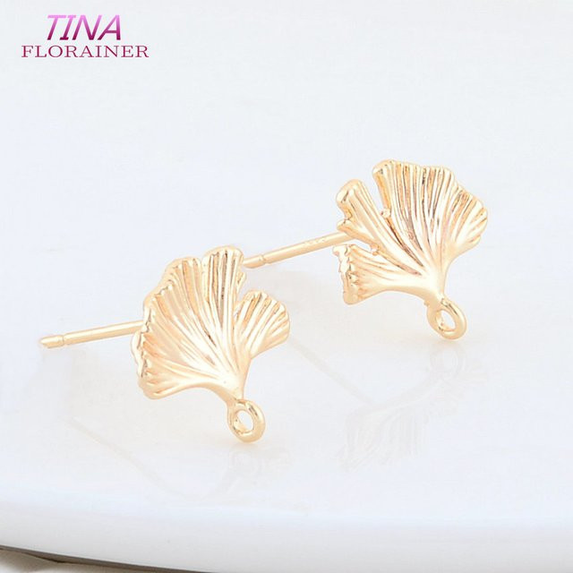 Florainer Tina Ohrringe, Messing, 18K Gold überzogen, Blatt, 12*14mm, Unisex - Bild 1