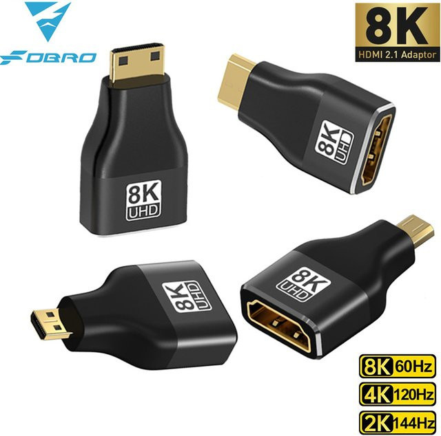 LMCNZZ HDMI Adapter Mini auf Micro HDMI zu HDMI Converter für 8K 60Hz und 4K 120Hz/144Hz in Schwarz - Bild 1