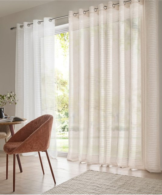 Dekostore Heine Home in Weiß, gestreift und semi-transparent, aus 100% Polyester - Bild 1