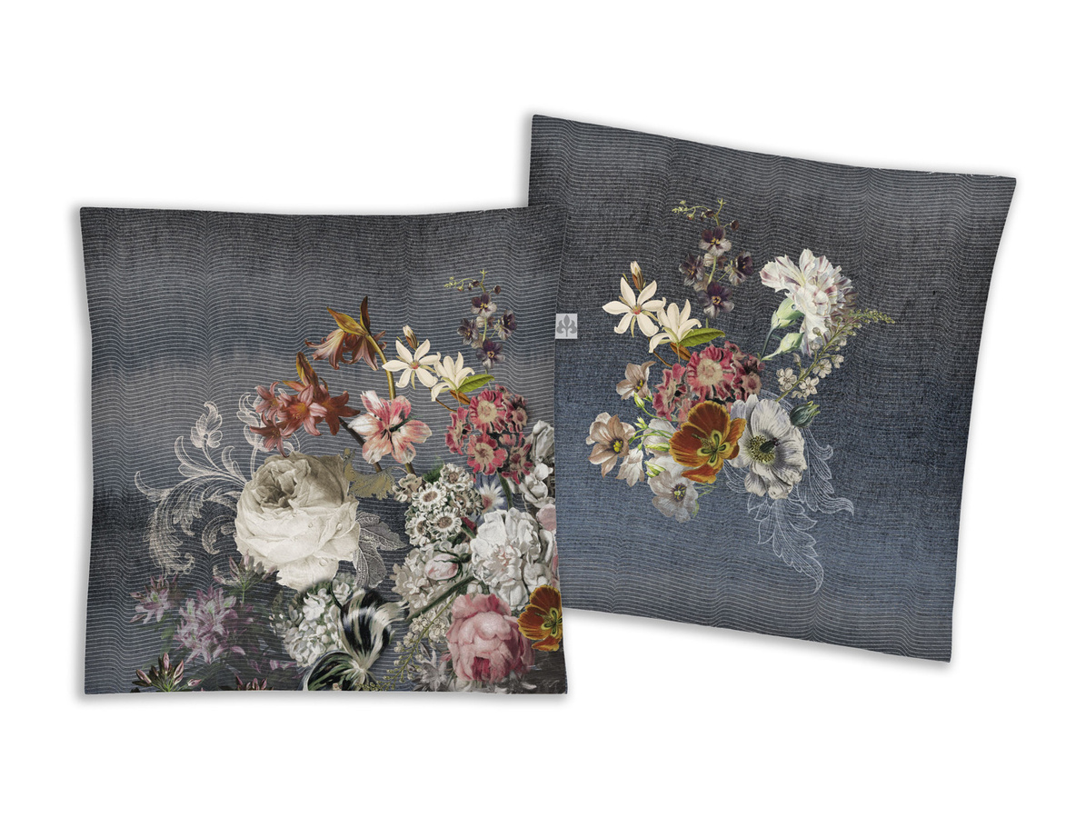 Irisette Dekokissen Flowerpower in Grau, quadratisches Kuschelkissen mit floralem Design, B/B/H: 45 x 45 x 2 cm - Bild 1