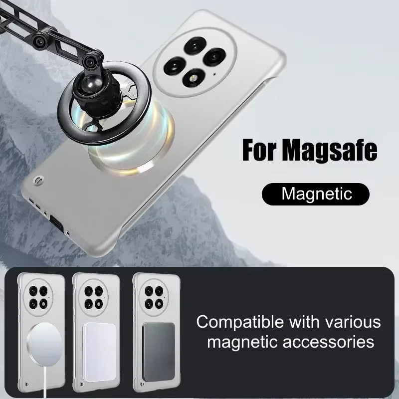Magnetische Handyhülle für OnePlus Ace 6 und Ace 513R 12 Nord, ultradünnes metallisches Design, rahmenlos und stoßfest, Farbe: Silber - Bild 4