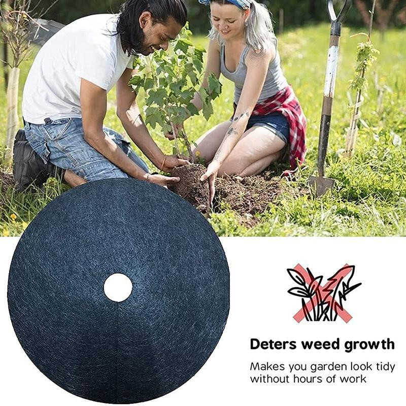 Lanzhong home life 12 Stück Ökologische Baumschutz-Unkrautmatten als Runde Mulchringe und Pflanzenabdeckung für den Garten, Durchmesser: 15 cm, Höhe: 2 cm - Bild 7