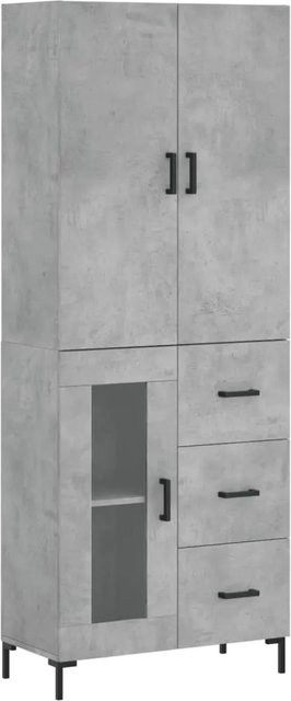 vidaXL Highboard Betongrau aus Holzwerkstoff und Metall mit Glas und Scharniertüren B/T/H: 69,5 x 34,0 x 180,0 cm - Bild 1