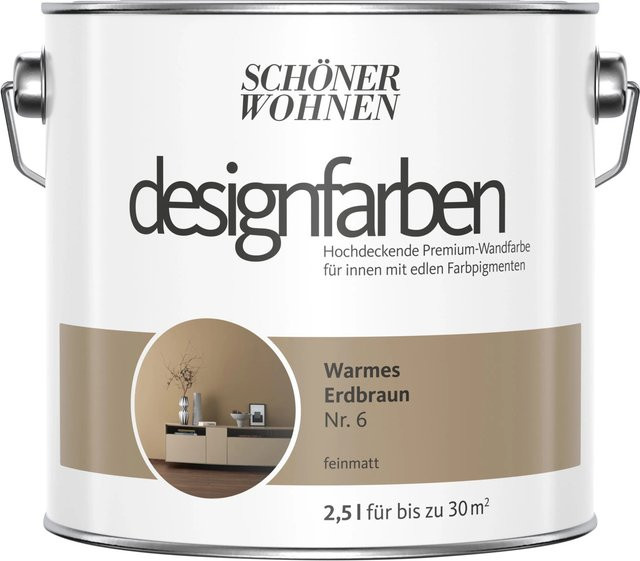 Schöner Wohnen Designfarben Wandfarbe Warmes Erdbraun matt, 2,5 l - Bild 1
