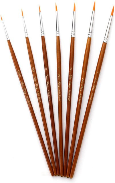 TOMTOP JMS 7-teiliges Künstlerpinsel-Set aus Nylon mit braunen Holzgriffen für Detailzeichnungen - Bild 1