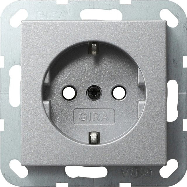 Gira Schutzkontakt-Steckdoseneinsatz System 55 in Aluminium Silber - Bild 1