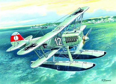 ICM Heinkel He 51 B2 German Fighter Sea Plane, Modellbau, 1:72 - Bild 1