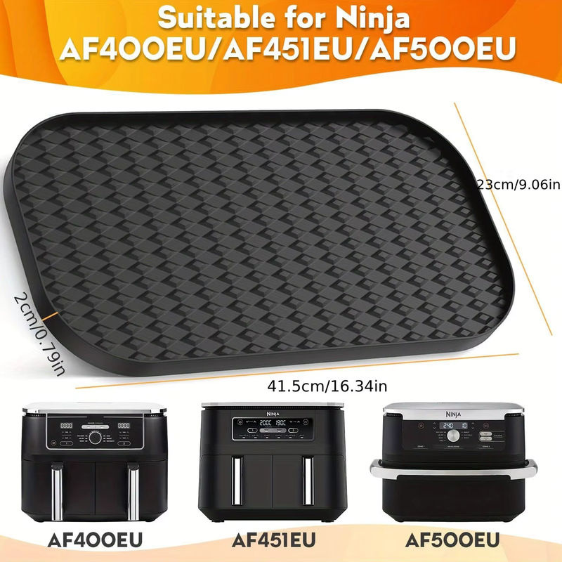 Multifunktionale Silikonmatte für Ninja Heißluftfritteusen, Staubdichte Unterlage in Schwarz - Bild 2