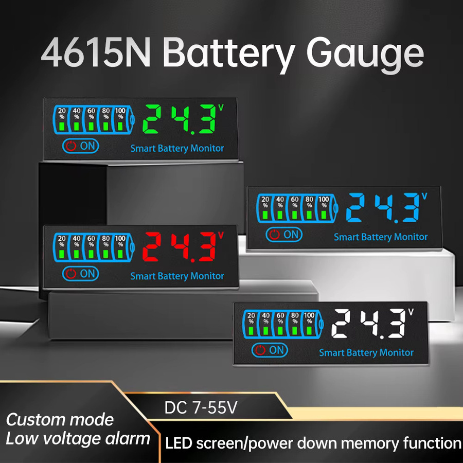 diymore Universal DC 7-55V LCD Display Modul zur Batteriekapazitäts- und Ladeanzeige für Säure- und Lithium-Batterien in Rot und Schwarz - Bild 2