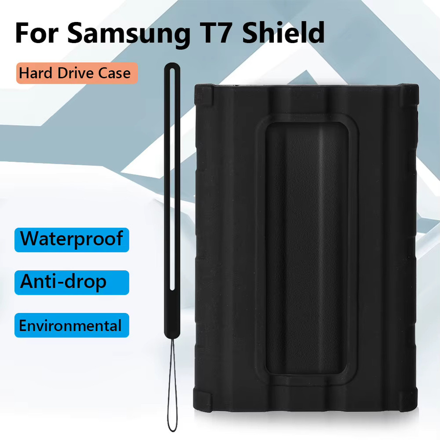 Samsung T7 Shield Silikon-Schutzhülle mit Trageband in Schwarz oder Weiß - Bild 3