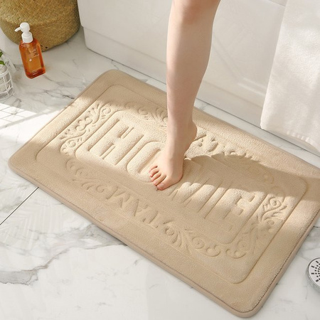 Inyahome Badematte aus Schaumstoff in Beige und Grün, rechteckiger Teppich für Badezimmer, Schlafzimmer oder Küche