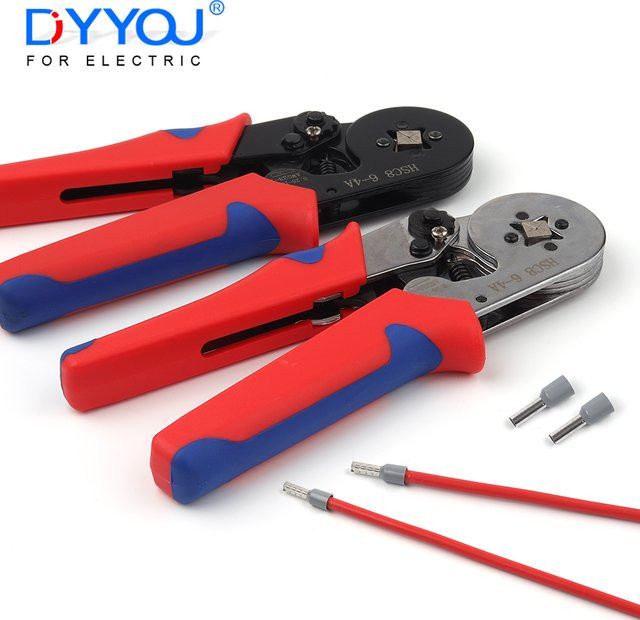 DIY YOU Crimpzange HSC8 für Aderendhülsen und Rohrklemmen, Schwarz, 6–4, 0,25–10 mm2 mit verstellbarer Ratte - Bild 1