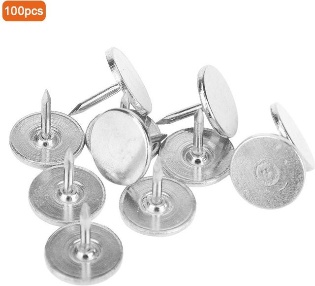 100 Stück Polsternägel Flachkopf Rund von KaiSai in Silber, Durchmesser: 14 mm, Länge: 20 mm - Bild 1