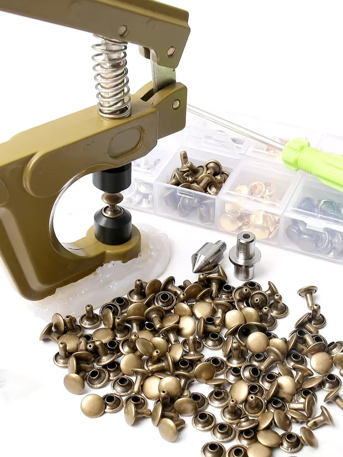 WORTHOFIRST Kappennieten 8 mm Runde Nagelspieße mit Werkzeug für Lederhandwerk, Schuhe, Taschen und Gürtel - Bild 2