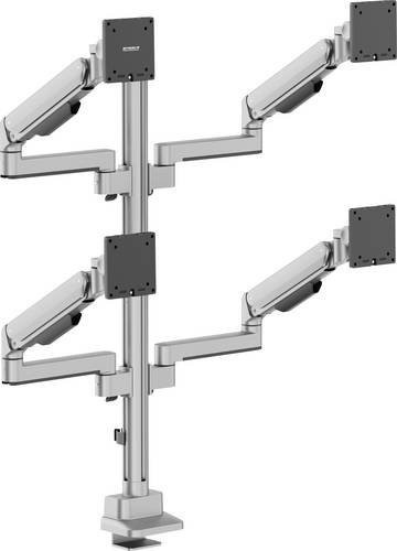 SpeaKa Professional SP-MM-1070 Monitor-Tischhalterung für 4 Displays, 43,2 cm bis 101,6 cm, Aluminium, Farbe: Silber - Bild 1