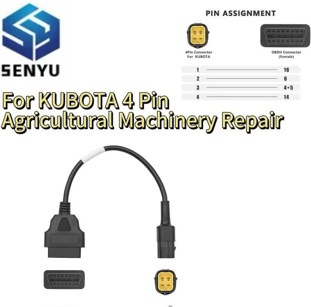 JFIND OBD2 Adapterkabel 16 Pin auf 4 Pin für KUBOTA Landmaschinen in Schwarz - Bild 1