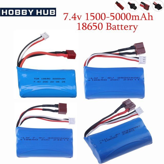 Wltoys 7,4 V 2S Li-ion Akku mit 1500 mAh, 18650 Zellen, JST/T/SM Stecker, Blau, Ersatzteil für RC Autos - Bild 1