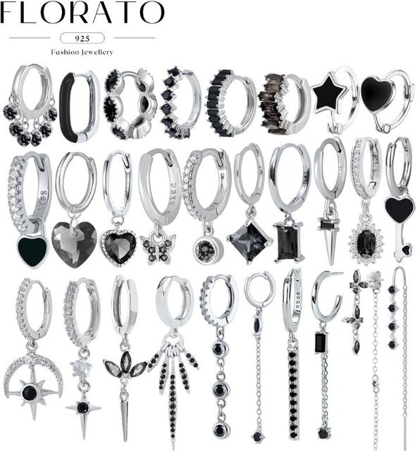 YUXINTOME Ohrringe 925 Silber, Zirkonia, Schwarz, Damen - Bild 1