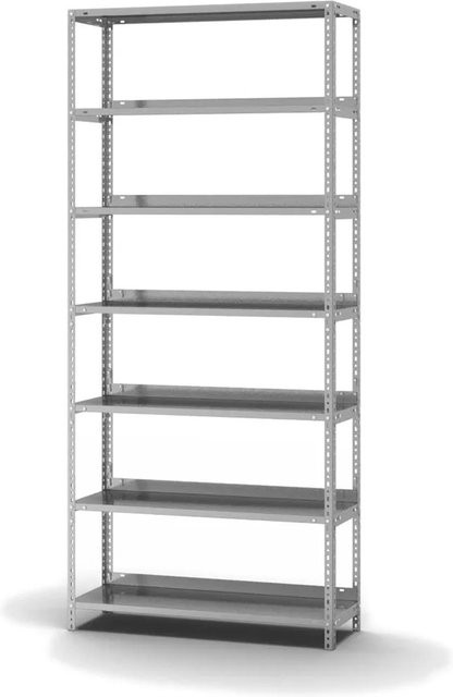 PROREGAL Aktenregal aus verzinktem Stahl mit 7 Ebenen, H x B x T: 220 x 100 x 30 cm, silber - Bild 1