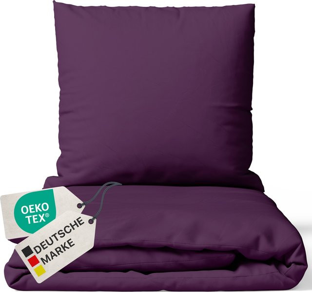 NYVI Bettwäsche Set DreamScience aus Mikrofaser in Aubergine, atmungsaktiv und weich, mit Reißverschluss, B/T/H: 200 x 200 cm und 2 x 80 x 80 cm - Bild 1