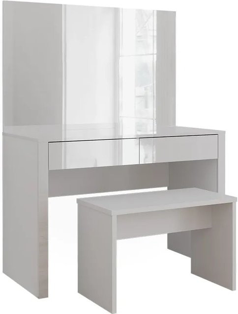 Vicco Schminktisch Annabelle Weiß Hochglanz mit Spiegel und Bank, Breite: 110 cm - Bild 1