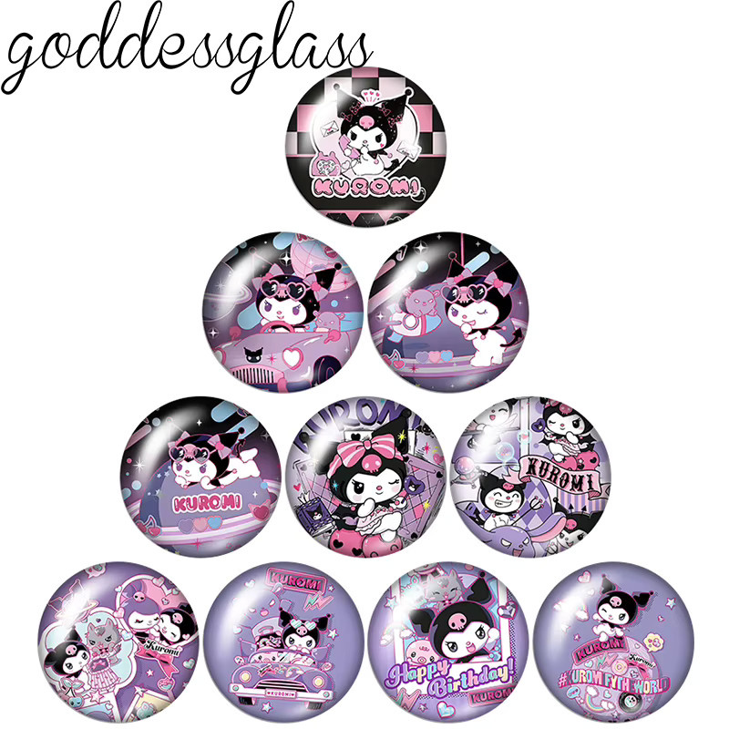 MINISO Fotoglas-Cabochons, Kuromi Magic Melody, Lila, 12mm/18mm/20mm - Bild 2