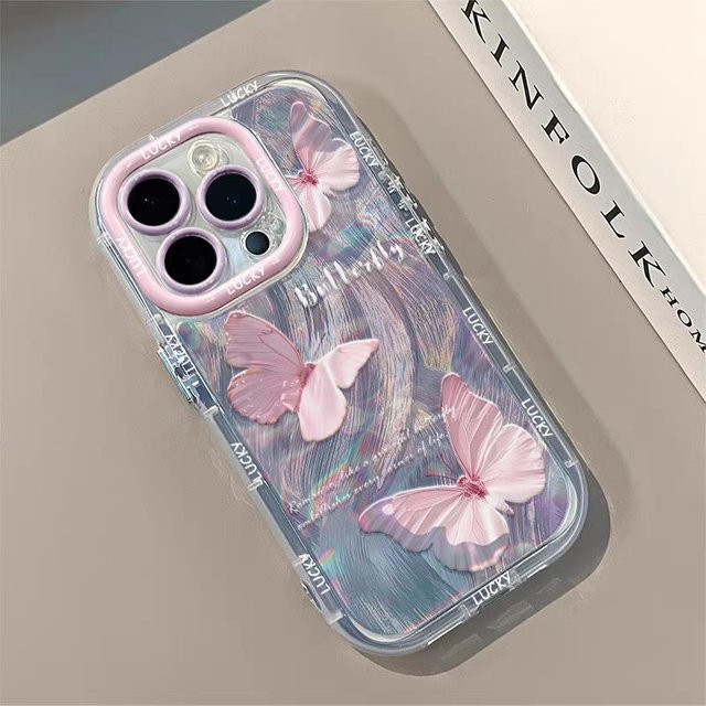 Schmetterlings-Telefonhülle aus weichem Silikon TPU für Apple iPhone 11 12 13 14 15 16 Pro Max und andere Modelle in Weiß - Bild 1