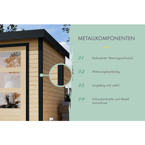 Karibu Gartenhaus Abelbeck in Braun mit Außenmaßen B: 276 cm, H: 231,5 cm, T: 276 cm - Bild 3