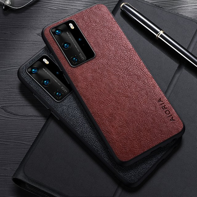Luxus Leder Business Schutzhülle für Huawei P40 Pro und Huawei P40 Lite in Schwarz - Bild 1