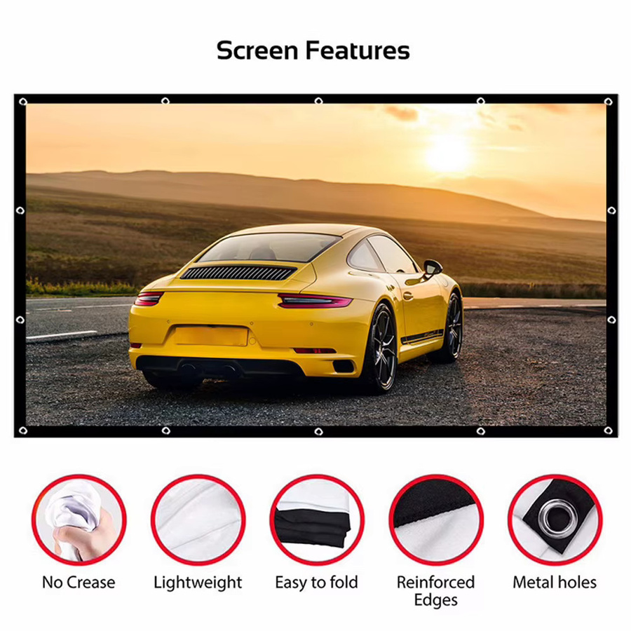 APWIKOGER Projektionsleinwand 16:9 HD Display Projektor Bildschirm in Weiß für Heimkino und Büro - Bild 6