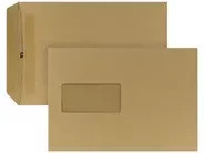 POSTHORN Versandtasche DIN C5 mit Fenster aus Kraftpapier, selbstklebend, Beige/Braun - Bild 1