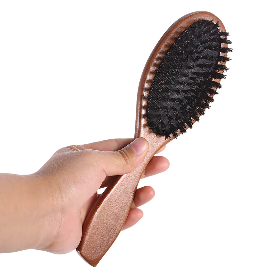 Haarbürste mit Wildschweinborsten, oval, Buche Holzgriff, Unisex - Bild 3