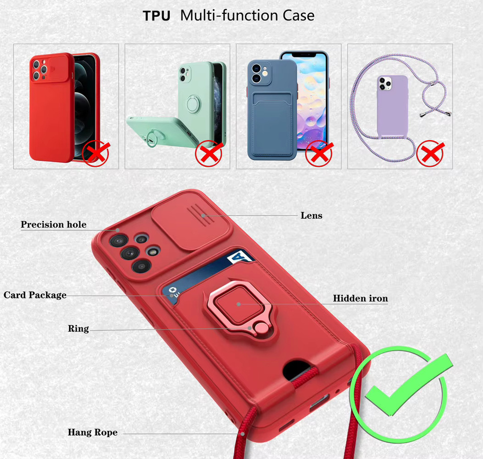 Magnetische Brieftasche mit Ringhalter und Lanyard für Samsung Galaxy S24 S23 S22 Ultra A54 A35 A14 in Pink und Rot - Bild 4
