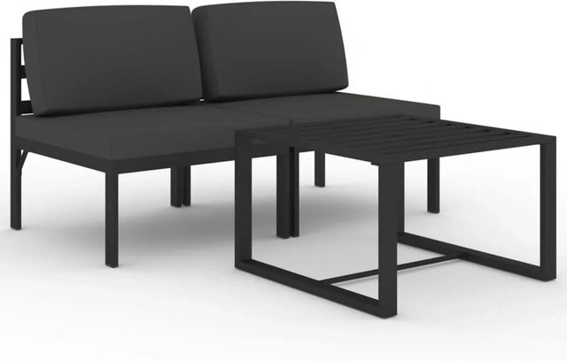 vidaXL 3-tlg Garten-Lounge-Set Modell 4 aus Aluminium in Anthrazit mit Polsterkissen - Bild 1