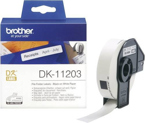 Brother DK-11203 Ordnerregister-Etiketten aus Papier, Weiß, 300 Stück, B: 8,7 cm, H: 1,7 cm - Bild 1
